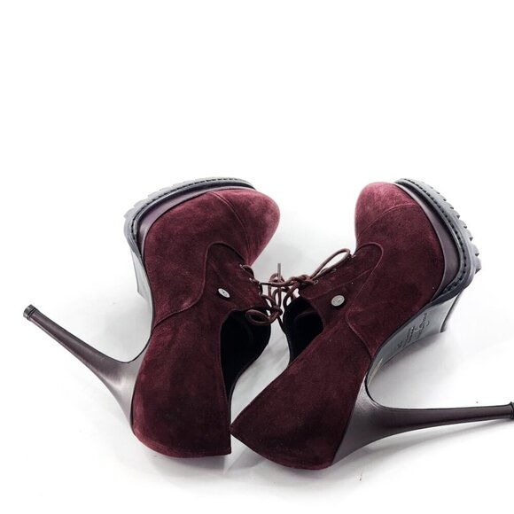 GIBELLIERI NWOB Burgundy Suede Platform Lace Up Bootie - Picture 7 of 10